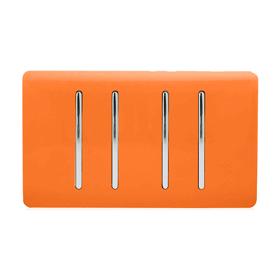 ART-SS44OR  4 Gang 2 Way 10 Amp Rocker Twin Plate Orange